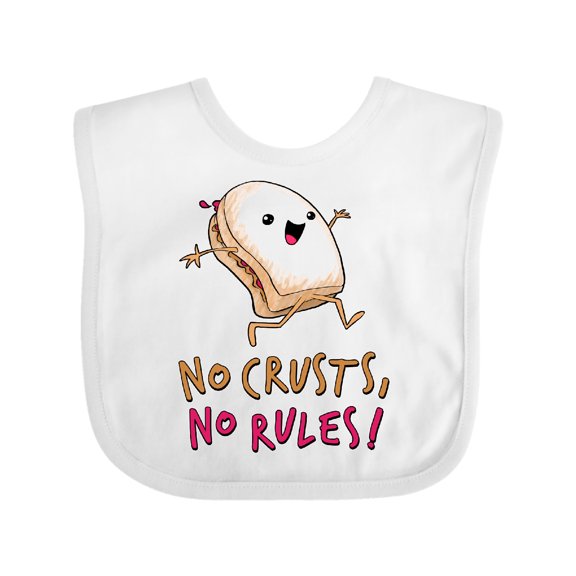Inktastic No Crusts, No Rules- Silly PB&J Sandwich on the Loose Boys or Girls Baby Bib