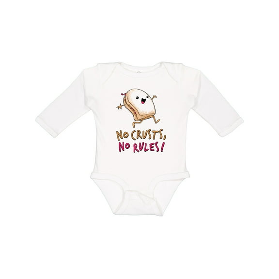 Inktastic No Crusts, No Rules- silly PB&J sandwich on the loose Boys or Girls Long Sleeve Baby Bodysuit