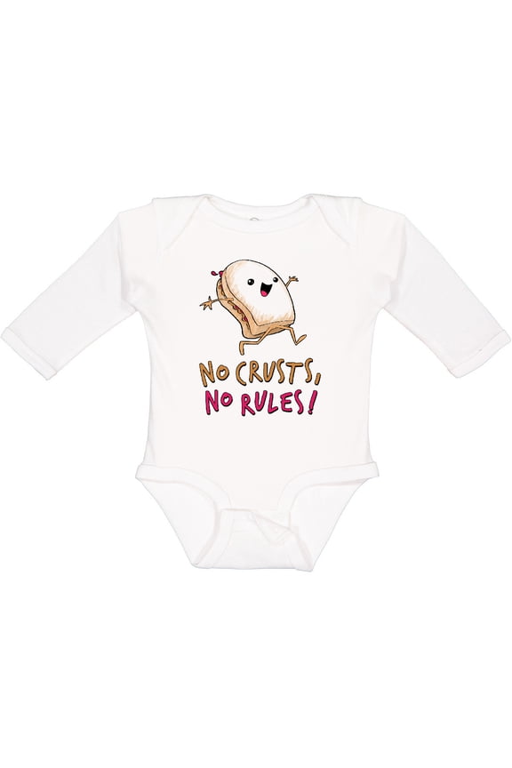 No Crusts, No Rules- silly PB&J sandwich on the loose Boys or Girls Long Sleeve Baby Bodysuit
