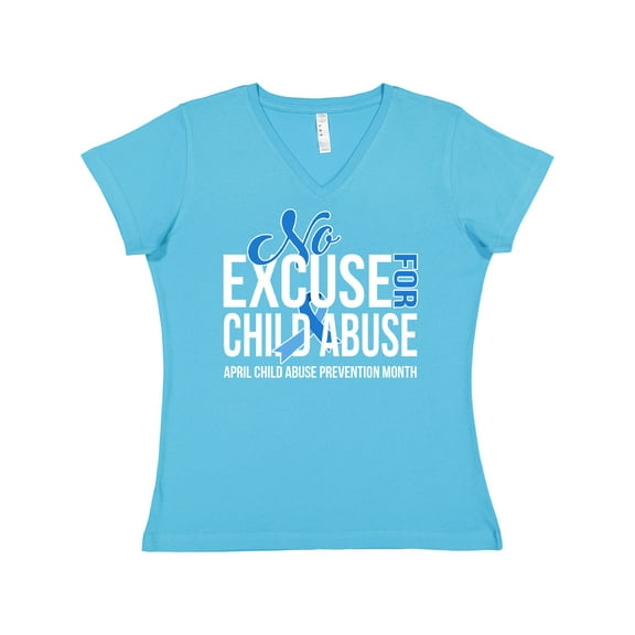 Inktastic No Excuse for Child Abuse April Child Abuse Prevention Month Women's V-Neck T-Shirt