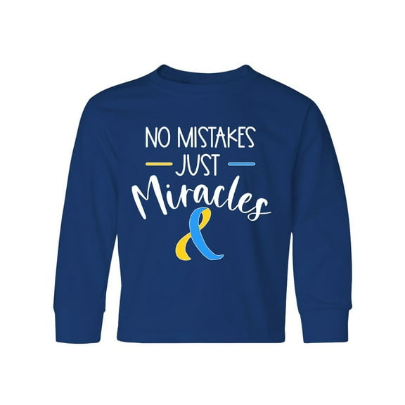 Inktastic No Mistakes, Just Miracles Down Syndrome Awareness Long Sleeve Youth T-Shirt