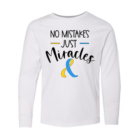Inktastic No Mistakes, Just Miracles Down Syndrome Awareness Long Sleeve Youth T-Shirt