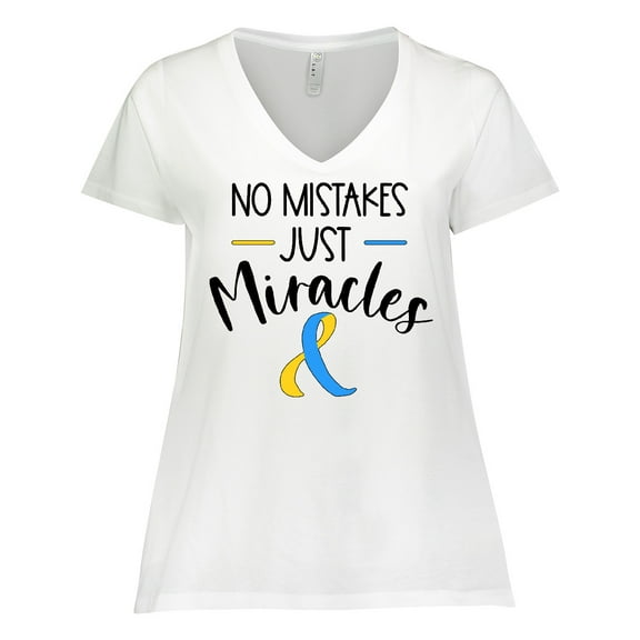 Inktastic No Mistakes, Just Miracles Down Syndrome Awareness Women's Plus Size V-Neck T-Shirt