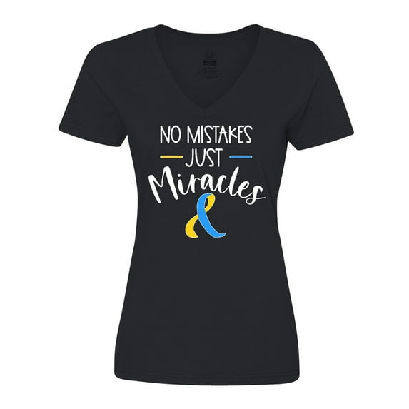 Inktastic No Mistakes, Just Miracles Down Syndrome Awareness Women's V-Neck T-Shirt