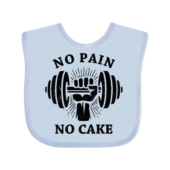 Inktastic No Pain No Cake BLK Boys or Girls Baby Bib