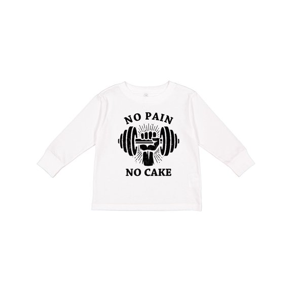 Inktastic No Pain No Cake BLK Boys or Girls Long Sleeve Toddler T-Shirt