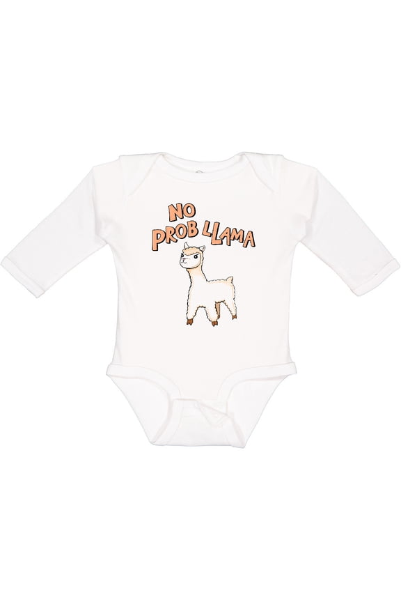 No Prob Llama cute llama Boys or Girls Long Sleeve Baby Bodysuit