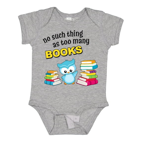 Inktastic No Such Thing as Too Many Books with Cute Owl Boys or Girls Baby Bodysuit