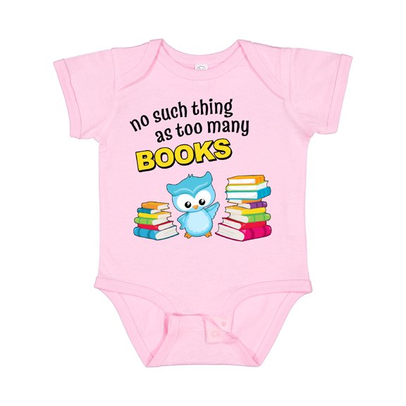 Inktastic No Such Thing as Too Many Books with Cute Owl Boys or Girls Baby Bodysuit