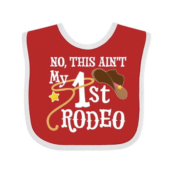 Inktastic No, This Ain't My 1st Rodeo Cowboy Hat and Lasso Boys or Girls Baby Bib