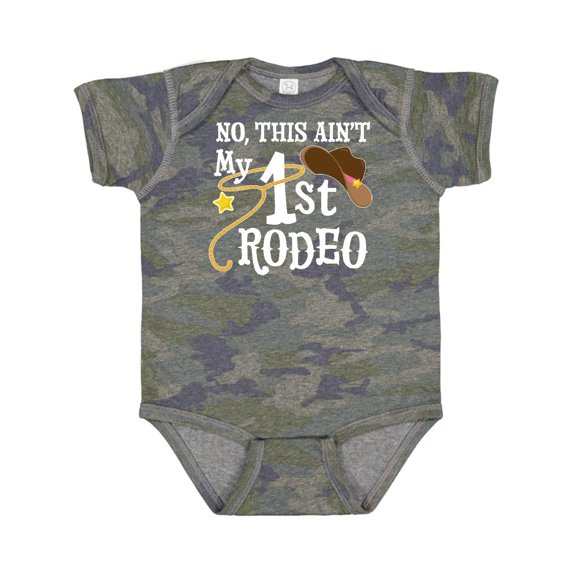 Inktastic No, This Ain't My 1st Rodeo Cowboy Hat and Lasso Boys or Girls Baby Bodysuit