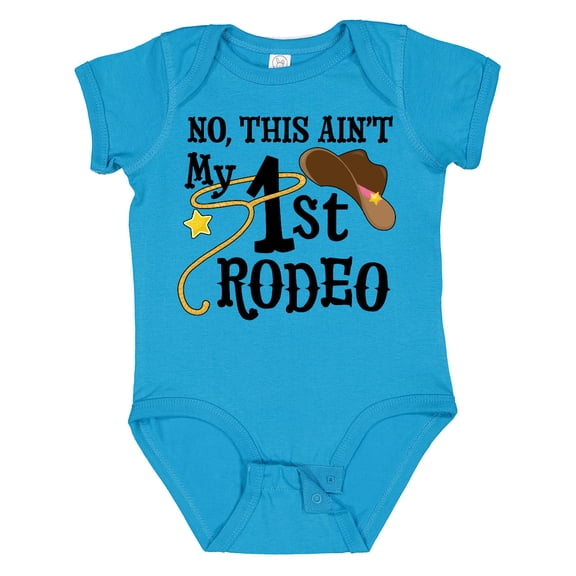 Inktastic No, This Ain't My 1st Rodeo Cowboy Hat and Lasso Boys or Girls Baby Bodysuit