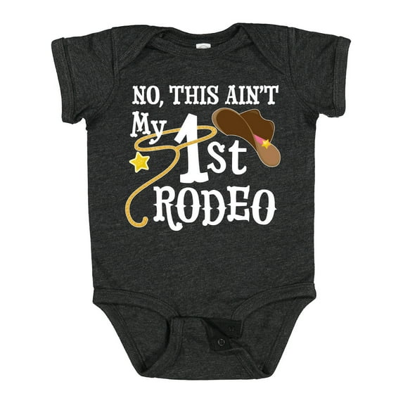 Inktastic No, This Ain't My 1st Rodeo Cowboy Hat and Lasso Boys or Girls Baby Bodysuit