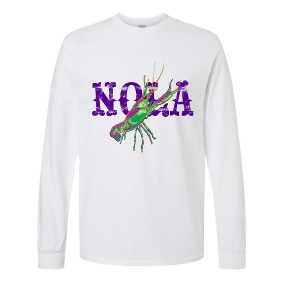 Inktastic Nola Mardi Gras Crayfish in Purple Long Sleeve T-Shirt