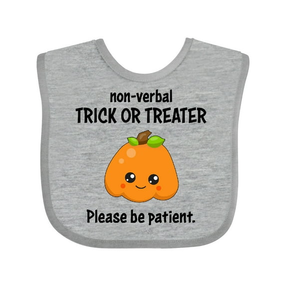 Inktastic Non-Verbal Trick or Treater with Cute Pumpkin Boys or Girls Baby Bib
