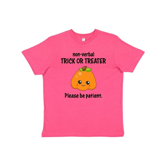 Inktastic Non-Verbal Trick or Treater with Cute Pumpkin Youth T-Shirt
