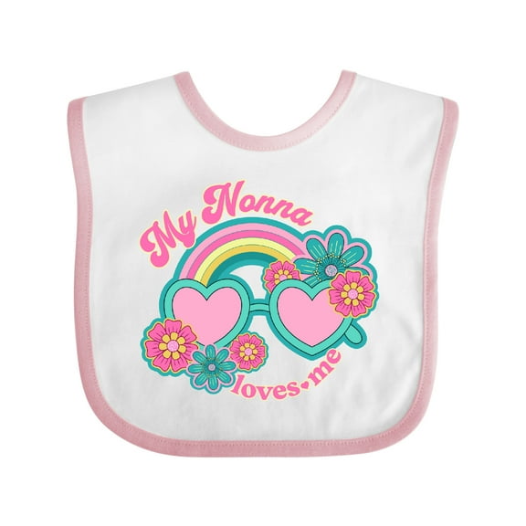 Inktastic Nonna Loves Me Girls Granddaughter Rainbow Girls Baby Bib