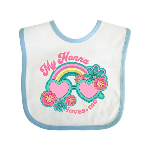 Inktastic Nonna Loves Me Girls Granddaughter Rainbow Girls Baby Bib