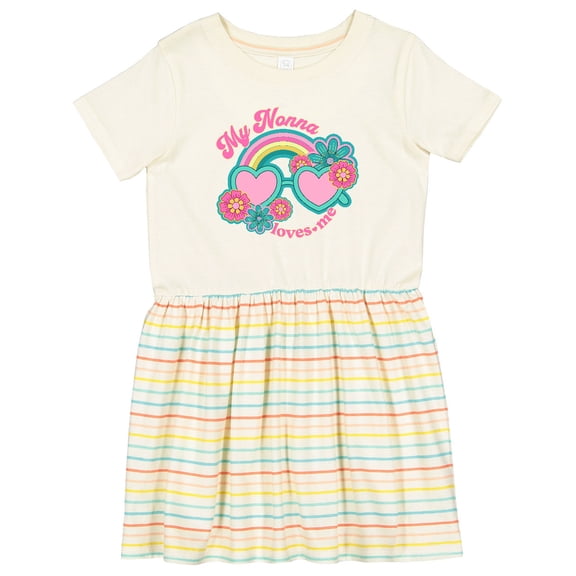 Inktastic Nonna Loves Me Girls Granddaughter Rainbow Girls Toddler Dress