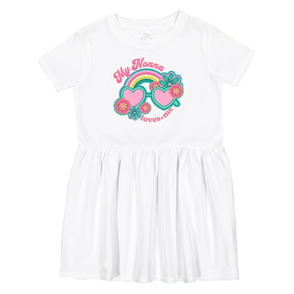 Inktastic Nonna Loves Me Girls Granddaughter Rainbow Girls Toddler Dress