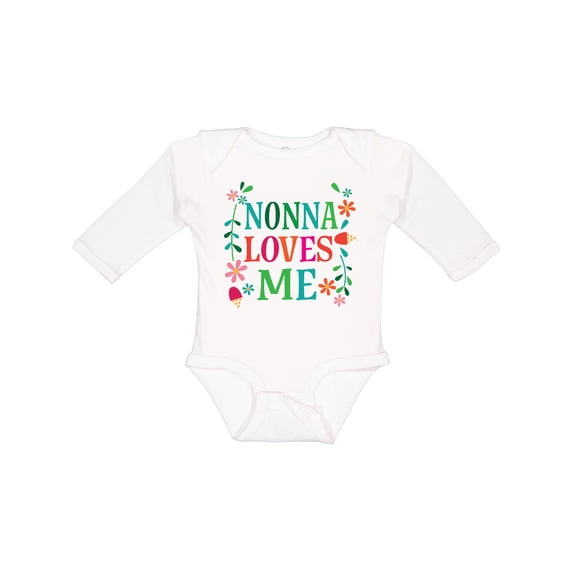 Inktastic Nonna Loves Me Granddaughter Girls Long Sleeve Baby Bodysuit