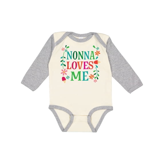 Inktastic Nonna Loves Me Granddaughter Girls Long Sleeve Baby Bodysuit