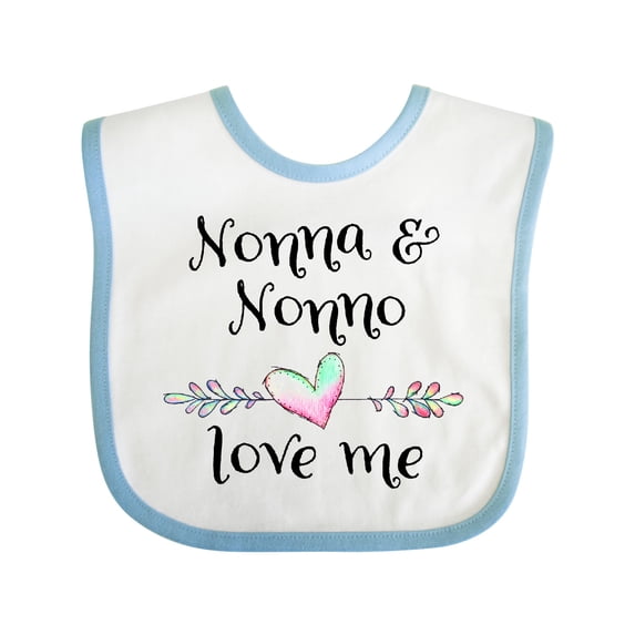 Inktastic Nonna and Nonno Love Me Heart Grandchild Boys or Girls Baby Bib