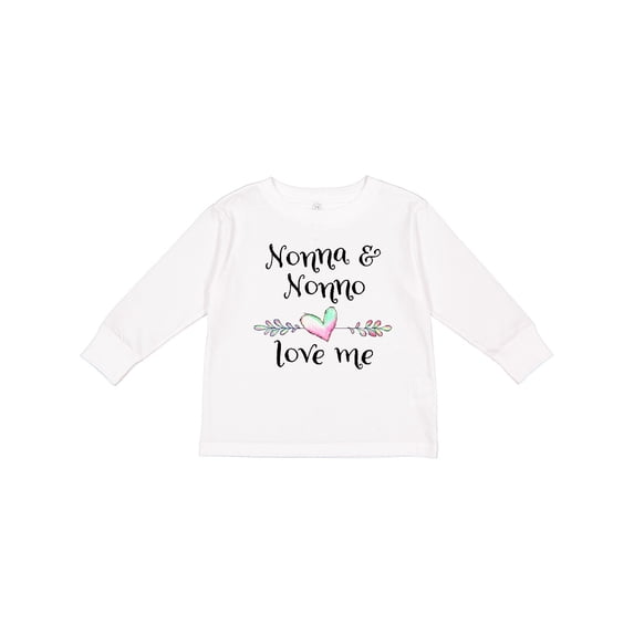 Inktastic Nonna and Nonno Love Me Heart Grandchild Boys or Girls Long Sleeve Toddler T-Shirt
