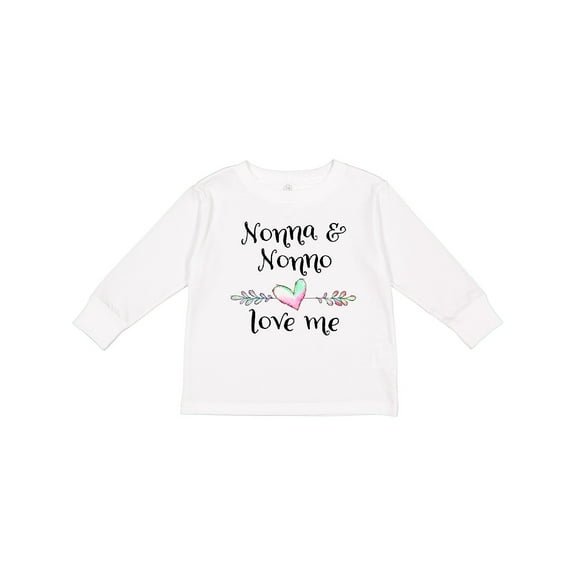 Inktastic Nonna and Nonno Love Me Heart Grandchild Boys or Girls Long Sleeve Toddler T-Shirt