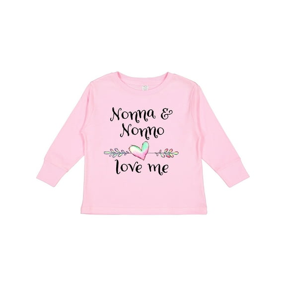 Inktastic Nonna and Nonno Love Me Heart Grandchild Boys or Girls Long Sleeve Toddler T-Shirt