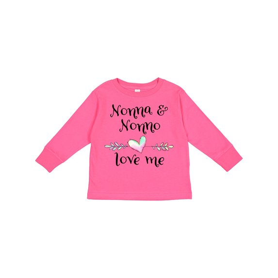 Inktastic Nonna and Nonno Love Me Heart Grandchild Boys or Girls Long Sleeve Toddler T-Shirt