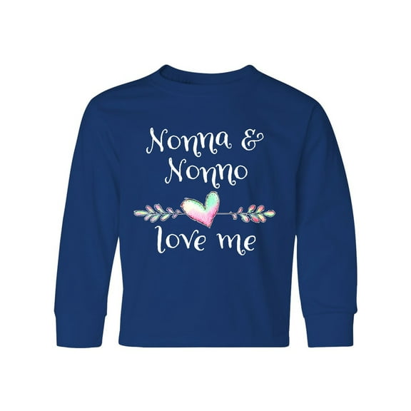 Inktastic Nonna and Nonno Love Me- Heart Grandchild Long Sleeve Youth T-Shirt