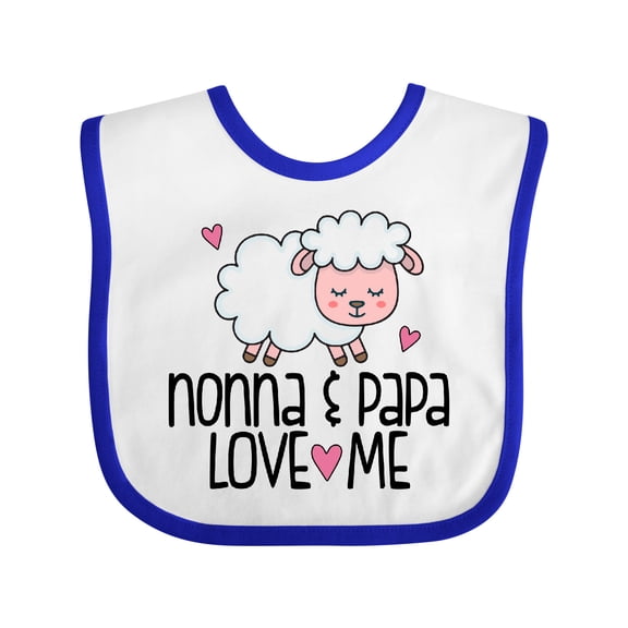 Inktastic Nonna and Papa Grandchild Lamb Boys or Girls Baby Bib