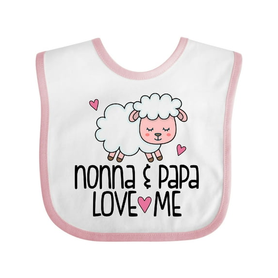 Inktastic Nonna and Papa Grandchild Lamb Boys or Girls Baby Bib