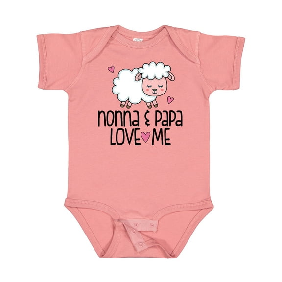 Inktastic Nonna and Papa Grandchild Lamb Boys or Girls Baby Bodysuit