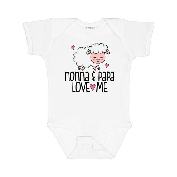 Inktastic Nonna and Papa Grandchild Lamb Boys or Girls Baby Bodysuit