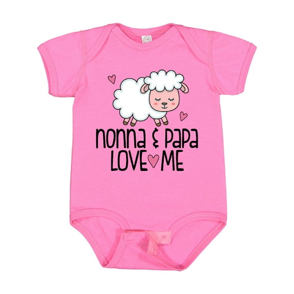 Inktastic Nonna and Papa Grandchild Lamb Boys or Girls Baby Bodysuit