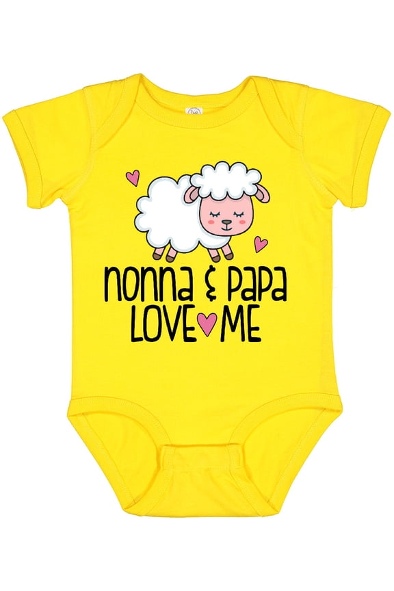 Nonna and Papa Grandchild Lamb Boys or Girls Baby Bodysuit