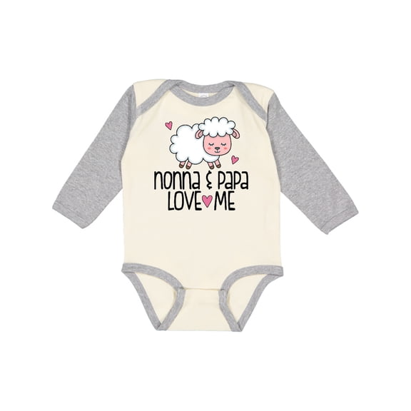 Inktastic Nonna and Papa Grandchild Lamb Boys or Girls Long Sleeve Baby Bodysuit