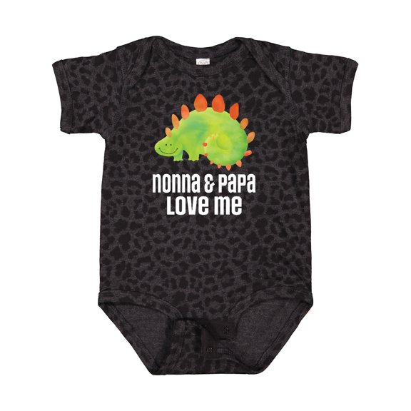 Inktastic Nonna and Papa Love Me Boys Grandchild Dinosaur Boys Baby Bodysuit