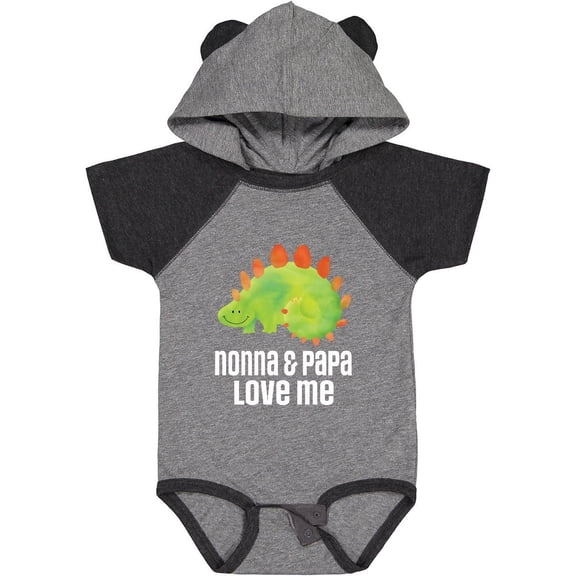 Inktastic Nonna and Papa Love Me Boys Grandchild Dinosaur Boys Baby Bodysuit