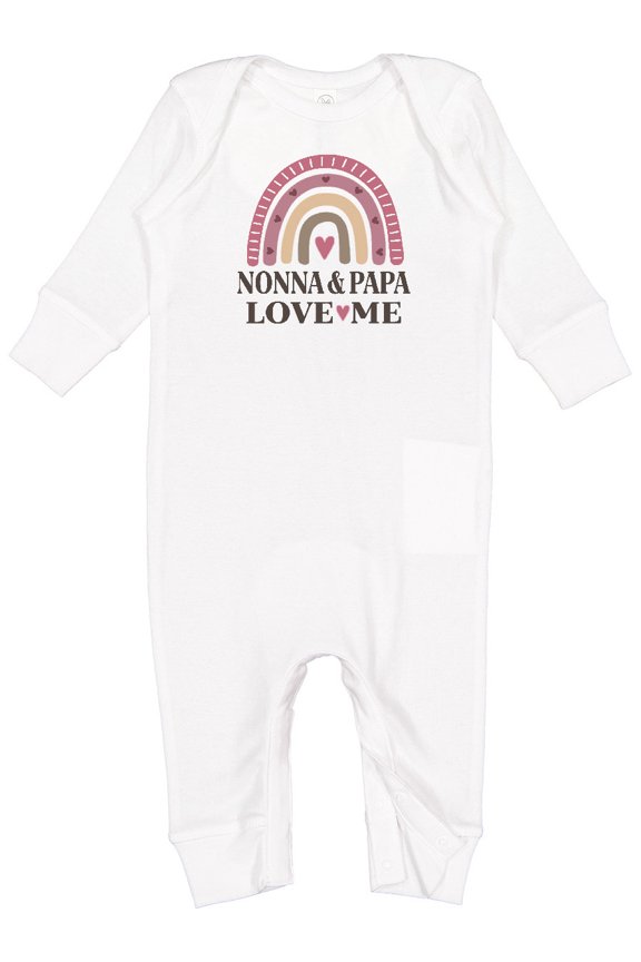 Nonna and Papa Love Me Girls Rainbow Baby Romper Coveralls