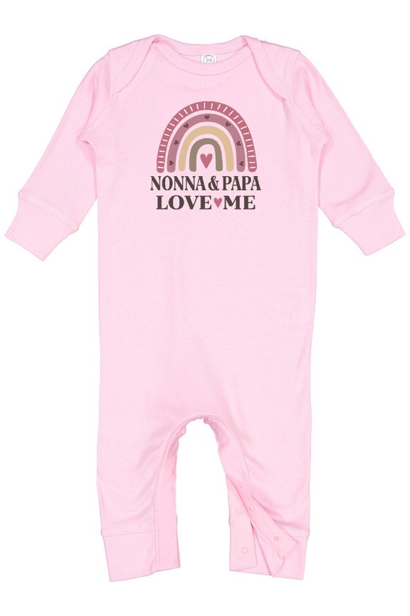Nonna and Papa Love Me Girls Rainbow Baby Romper Coveralls