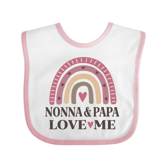 Inktastic Nonna and Papa Love Me Girls Rainbow Girls Baby Bib