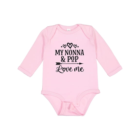 Inktastic Nonna and Pop Love Me Girls Long Sleeve Baby Bodysuit