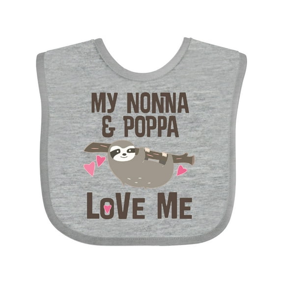 Inktastic Nonna and Poppa Granddaughter Sloth Girls Baby Bib