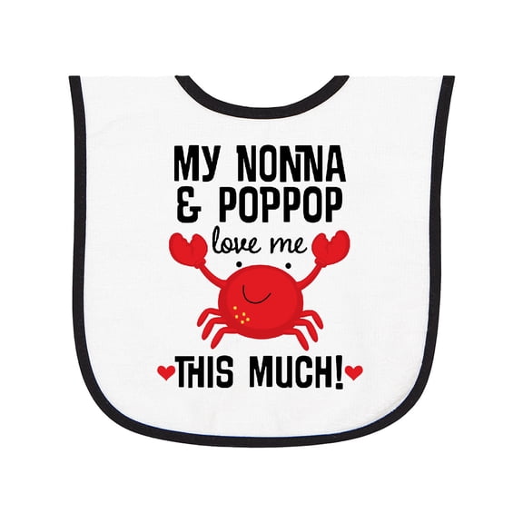 Inktastic Nonna and Poppop Grandson Crab Baby Terry Cloth Bib