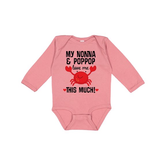 Inktastic Nonna and Poppop Grandson Crab Boys or Girls Long Sleeve Baby Bodysuit
