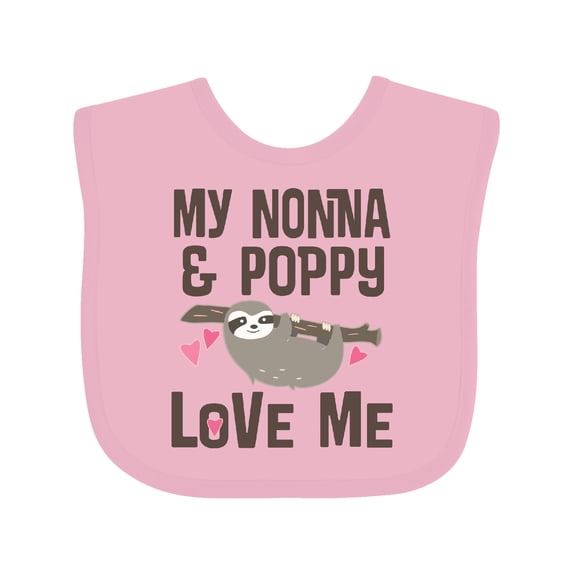 Inktastic Nonna and Poppy Grandchild Sloth Girls Baby Bib
