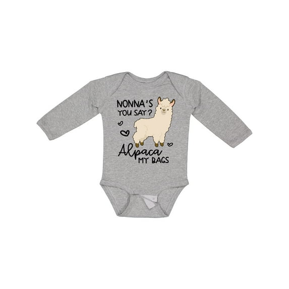 Inktastic Nonna's You Say Alpaca My Bags Boys or Girls Long Sleeve Baby Bodysuit